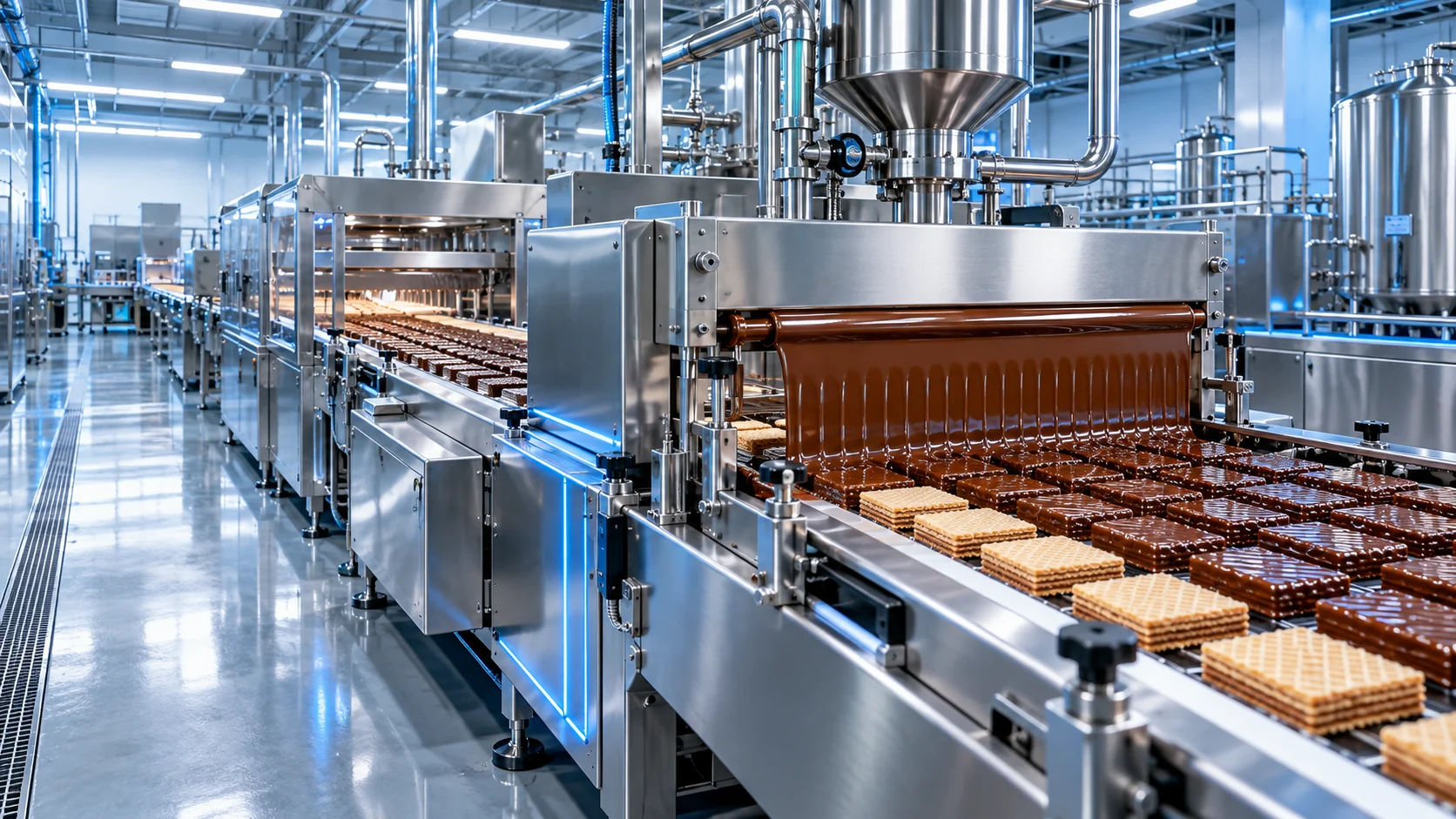 Wafer and chocolate production line